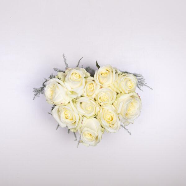 Rozendoos hart klein witte rozen